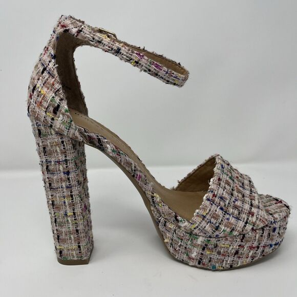 NWOT Chinese Laundry Womens Avenue Platform Heel Shoes Y2K Sz 8.5 Pink Tweed - Picture 5 of 16